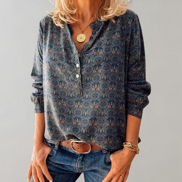 Amelia™ Damen Bluse mit Boho-Print