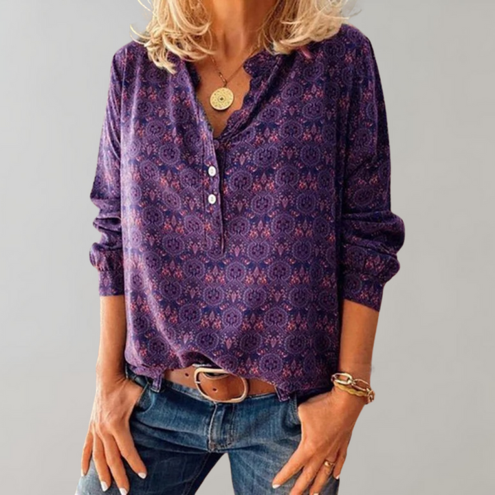 Amelia™ Damen Bluse mit Boho-Print