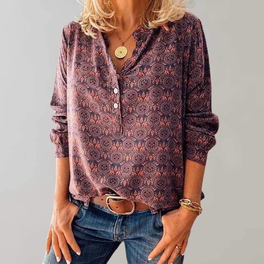 Amelia™ Damen Bluse mit Boho-Print