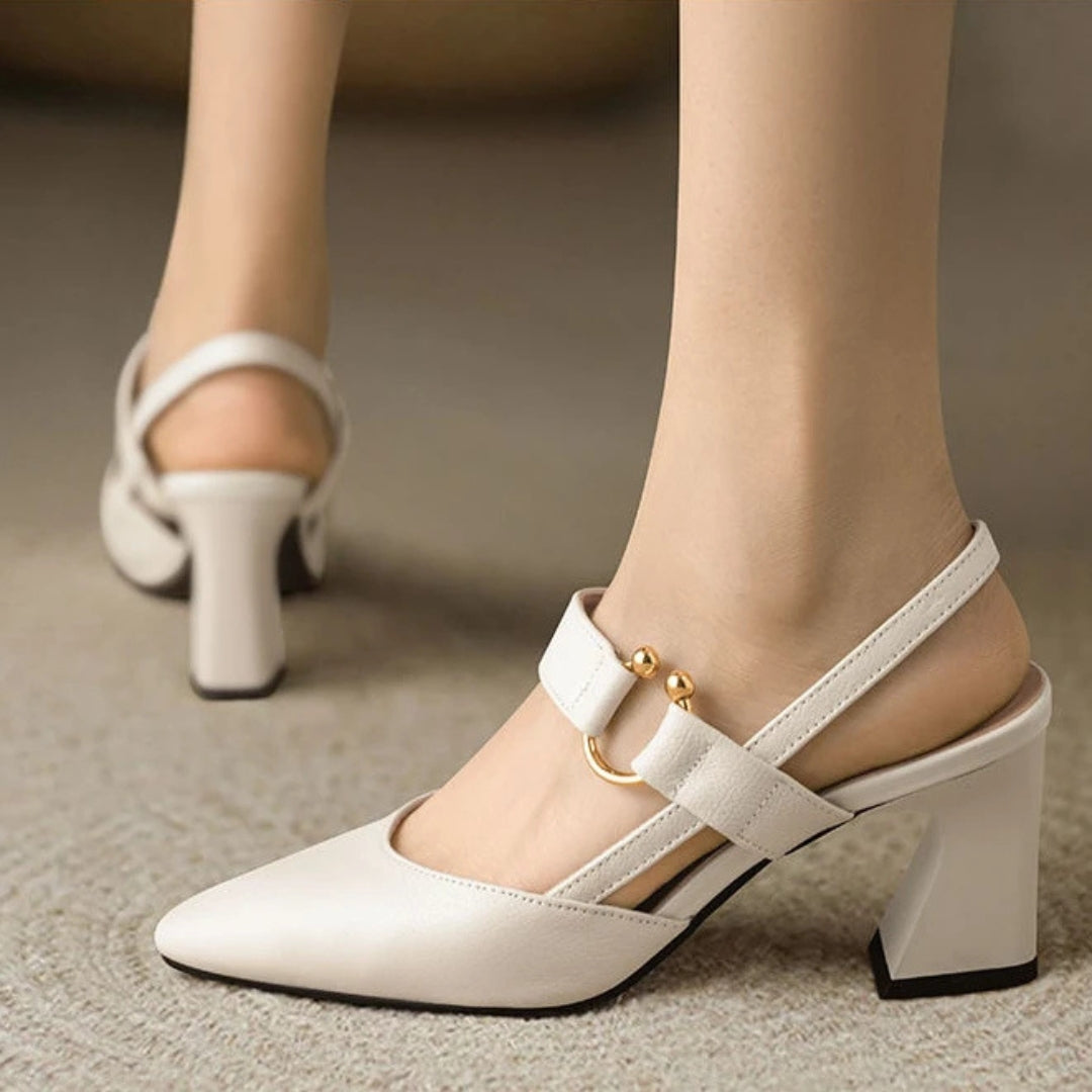 Leah | Dames Teen Slingback Blokhak Mary Jane Hakken