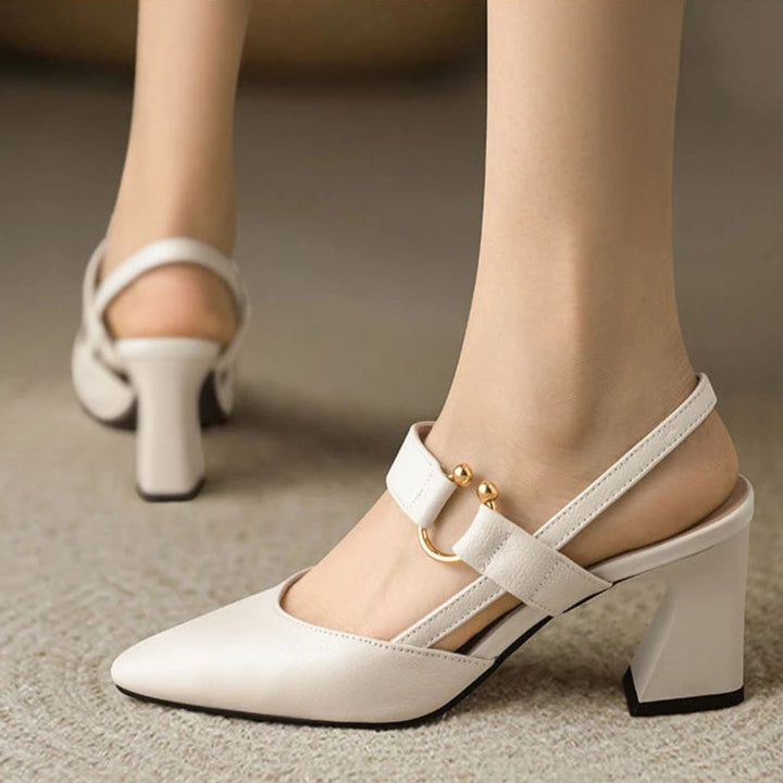 Leah | Dames Teen Slingback Blokhak Mary Jane Hakken