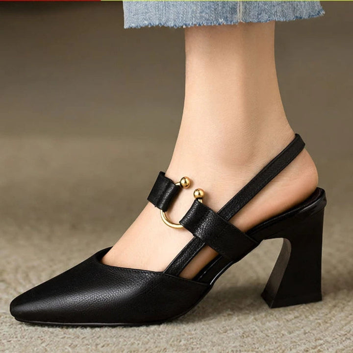 Leah | Dames Teen Slingback Blokhak Mary Jane Hakken