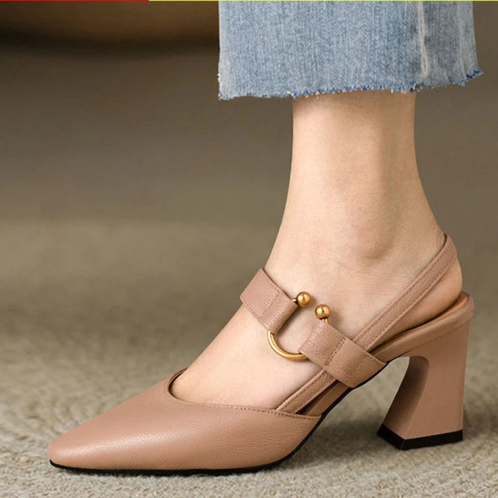 Leah | Dames Teen Slingback Blokhak Mary Jane Hakken