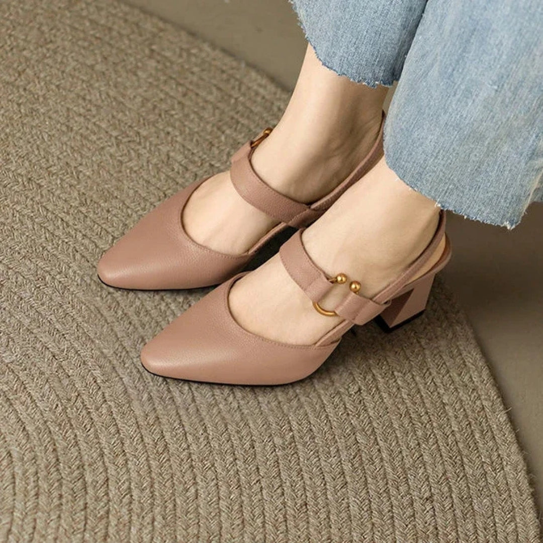Leah | Dames Teen Slingback Blokhak Mary Jane Hakken