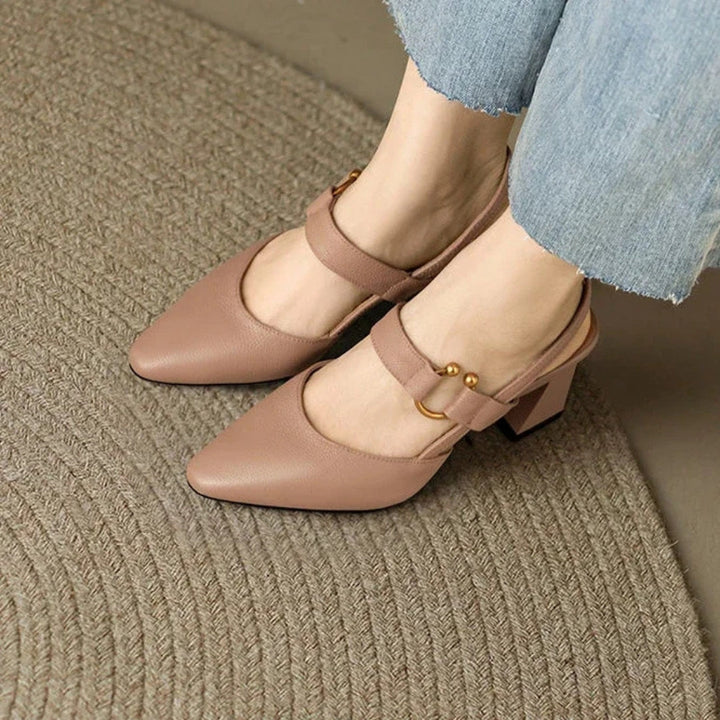 Leah | Dames Teen Slingback Blokhak Mary Jane Hakken