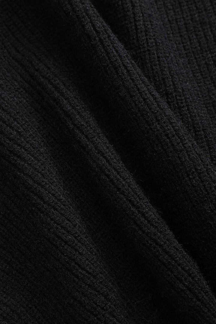 Ella | Zwarte gebreide cardigan met denim patches – De perfecte mix van comfort en stijl