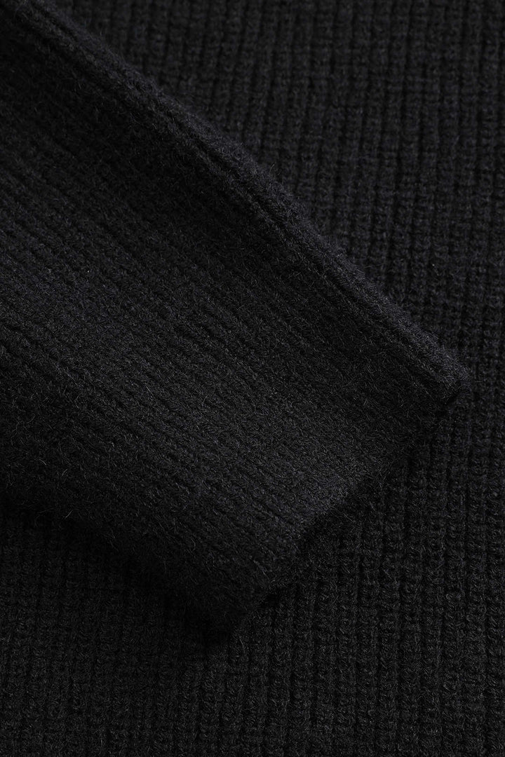 Ella | Zwarte gebreide cardigan met denim patches – De perfecte mix van comfort en stijl