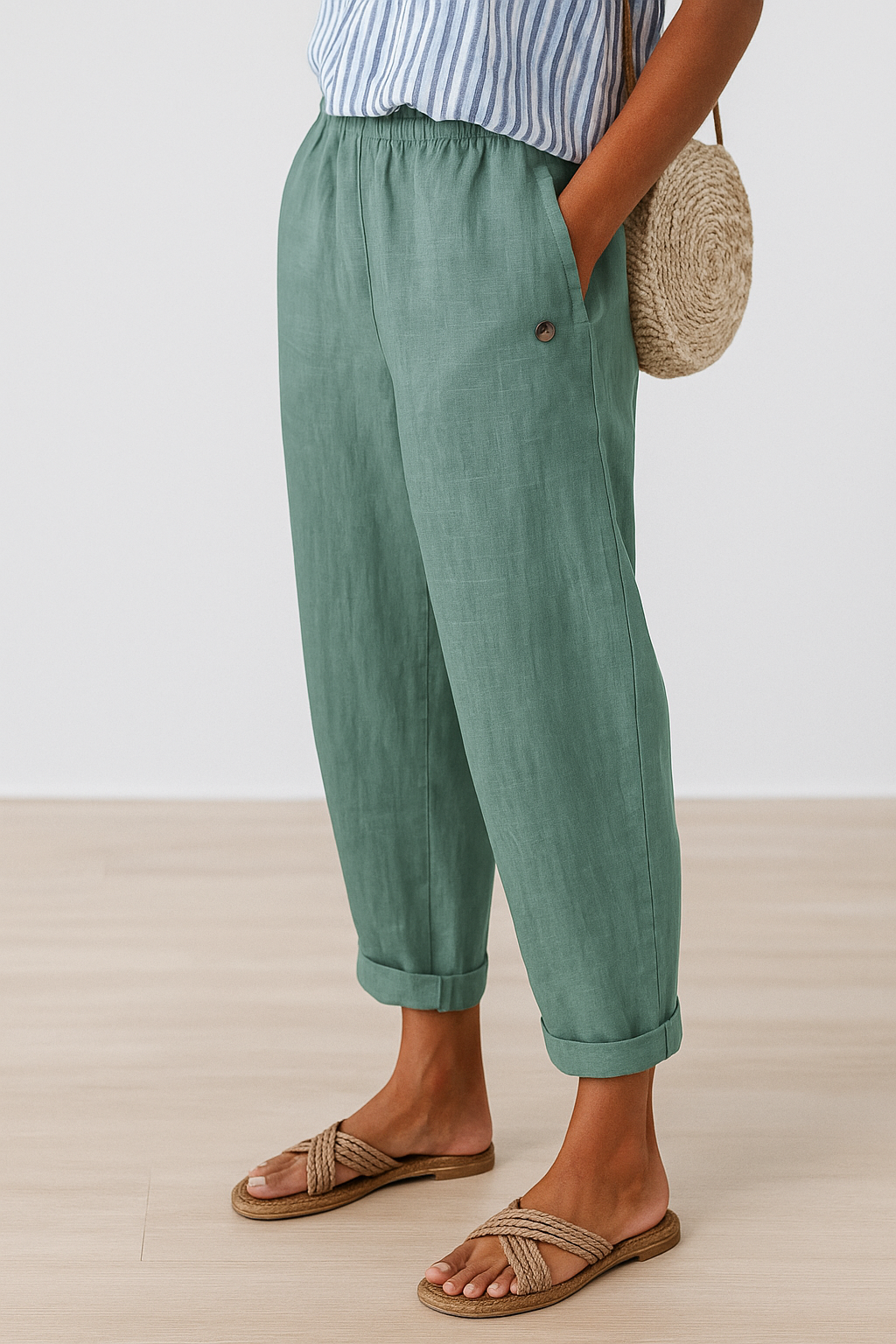 Mila | Damen Entspannte Hose mit Taschen und Umschlag