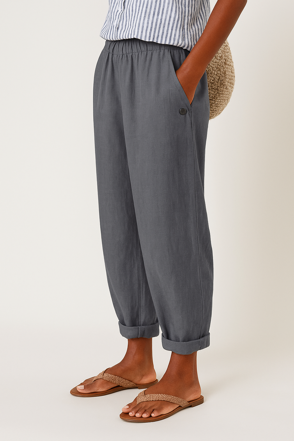 Mila | Damen Entspannte Hose mit Taschen und Umschlag