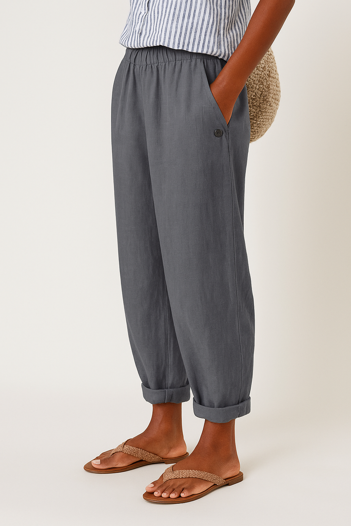 Mila | Damen Entspannte Hose mit Taschen und Umschlag