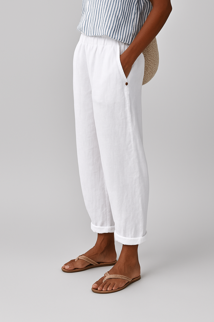 Mila | Damen Entspannte Hose mit Taschen und Umschlag