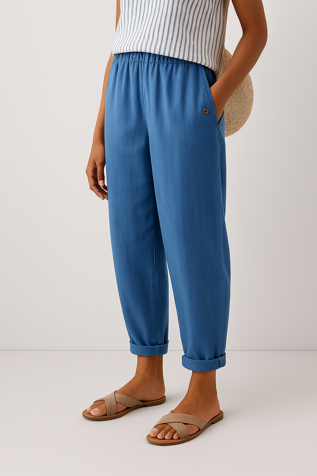 Mila | Damen Entspannte Hose mit Taschen und Umschlag