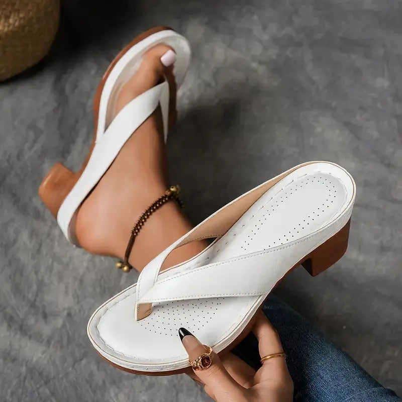 Bianca | Dames Elegante Lage Hak Teenslippers Sandalen