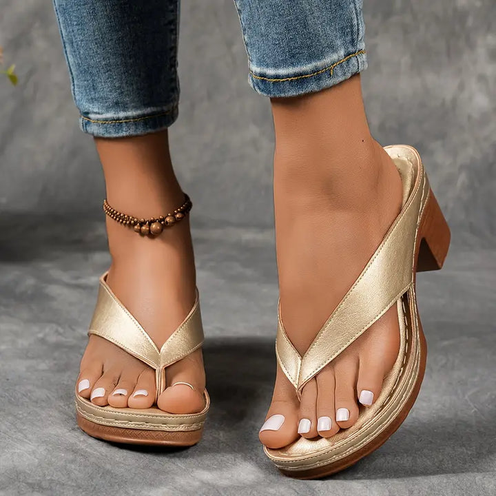 Bianca | Dames Elegante Lage Hak Teenslippers Sandalen