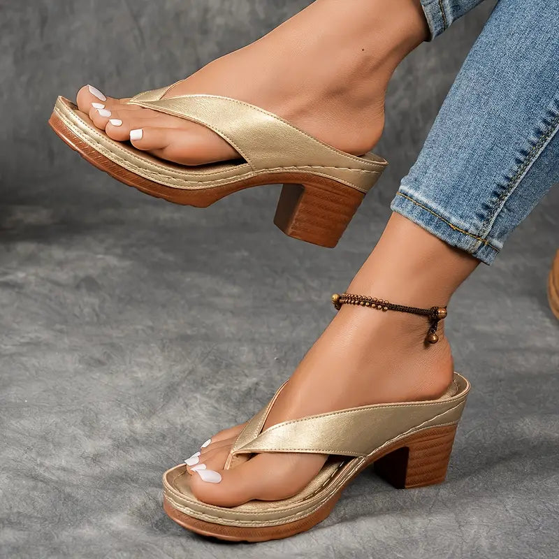 Bianca | Dames Elegante Lage Hak Teenslippers Sandalen