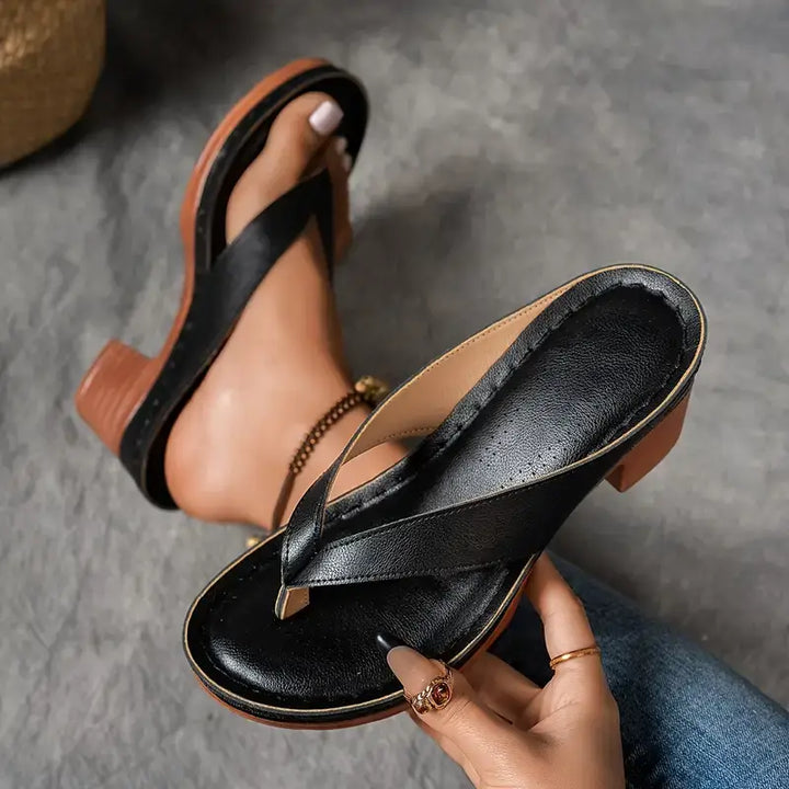 Bianca | Dames Elegante Lage Hak Teenslippers Sandalen