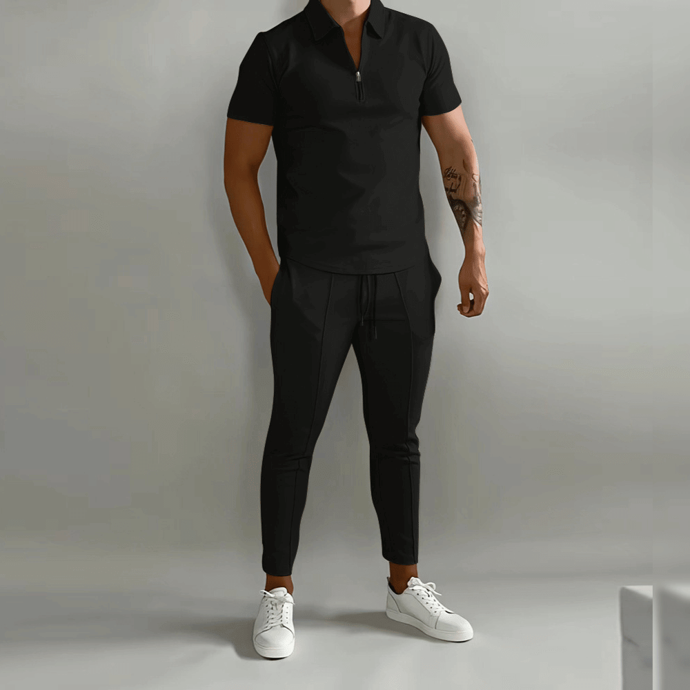 Anthony| Herren Zweiteiliges Set mit Reißverschlusshemd