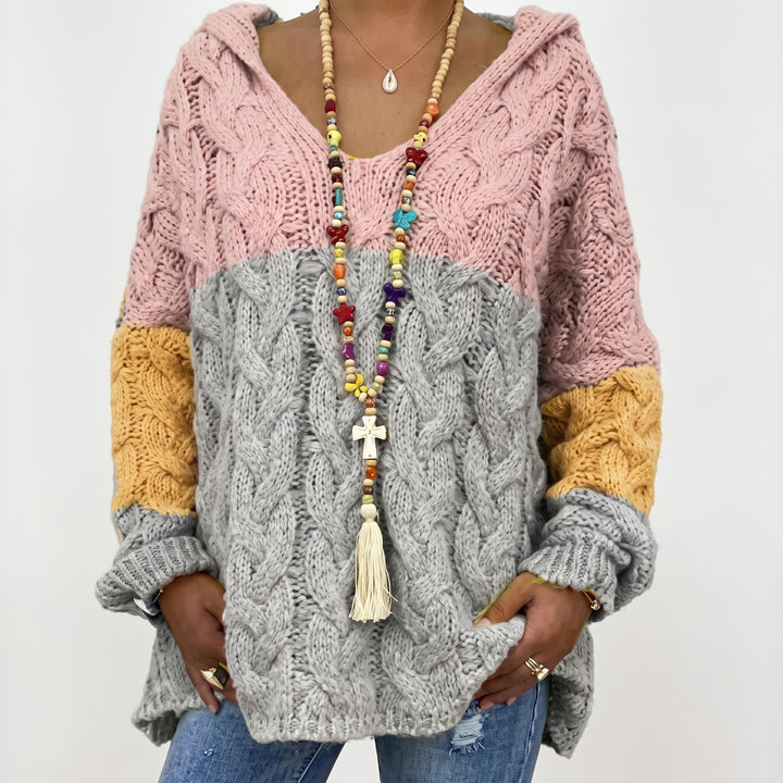 Carlijn™ Zopfmuster Oversized Pullover mit V-Ausschnitt