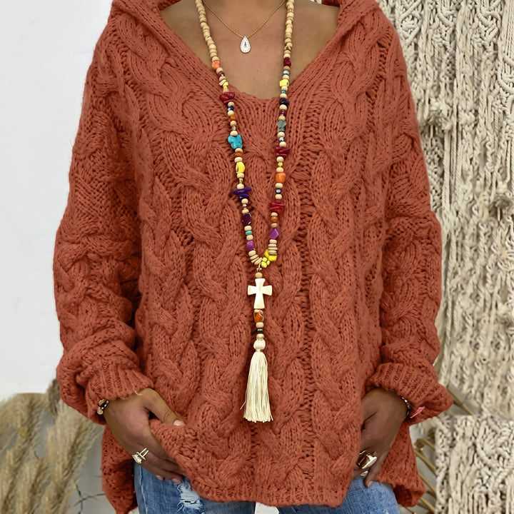 Carlijn™ Zopfmuster Oversized Pullover mit V-Ausschnitt