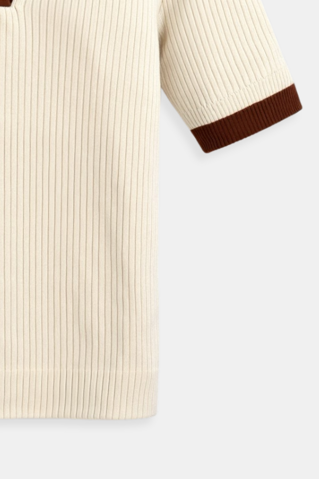 Lässiges Polo Farbblock geripptes Kragen-Stricktop