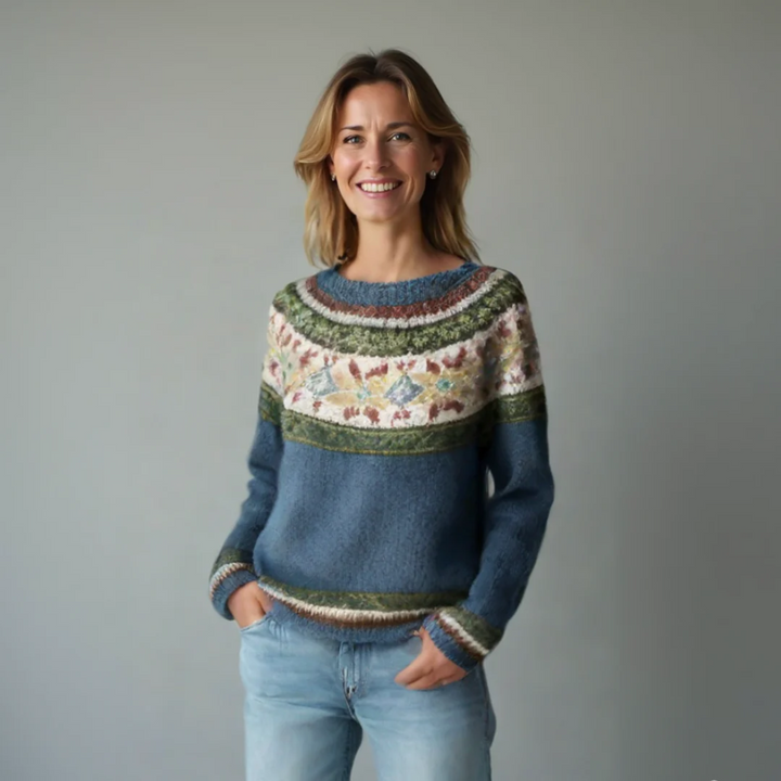 Natalie | Dames Kleurrijke Fair Isle Gebreide Trui