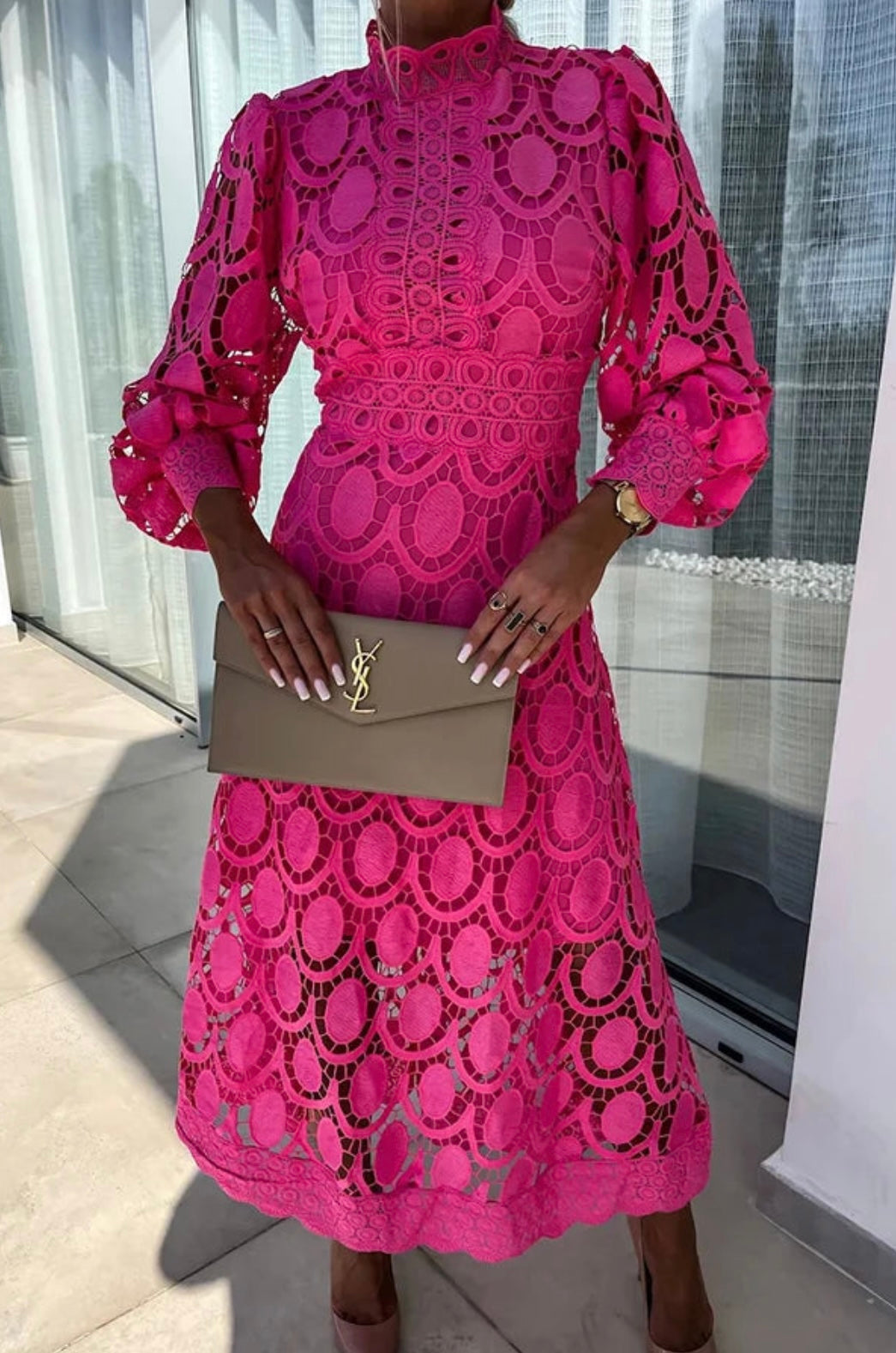Sophie | Damen Langarm Ausschnitt Festkleid