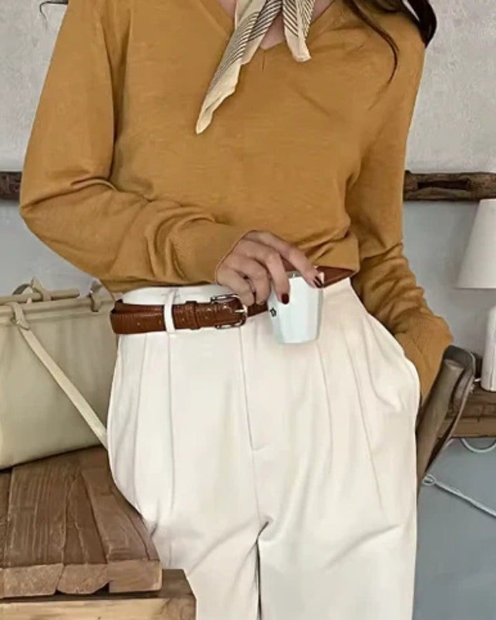 Ava | Plissé High-Waist Baggy Broek met Ceintuur