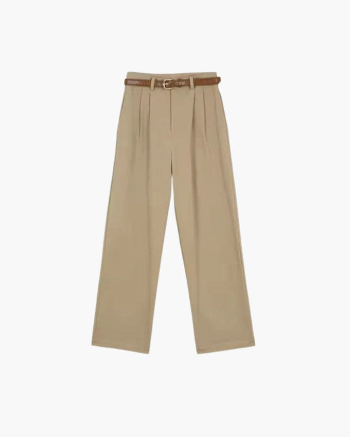 Ava | Plissé High-Waist Baggy Broek met Ceintuur