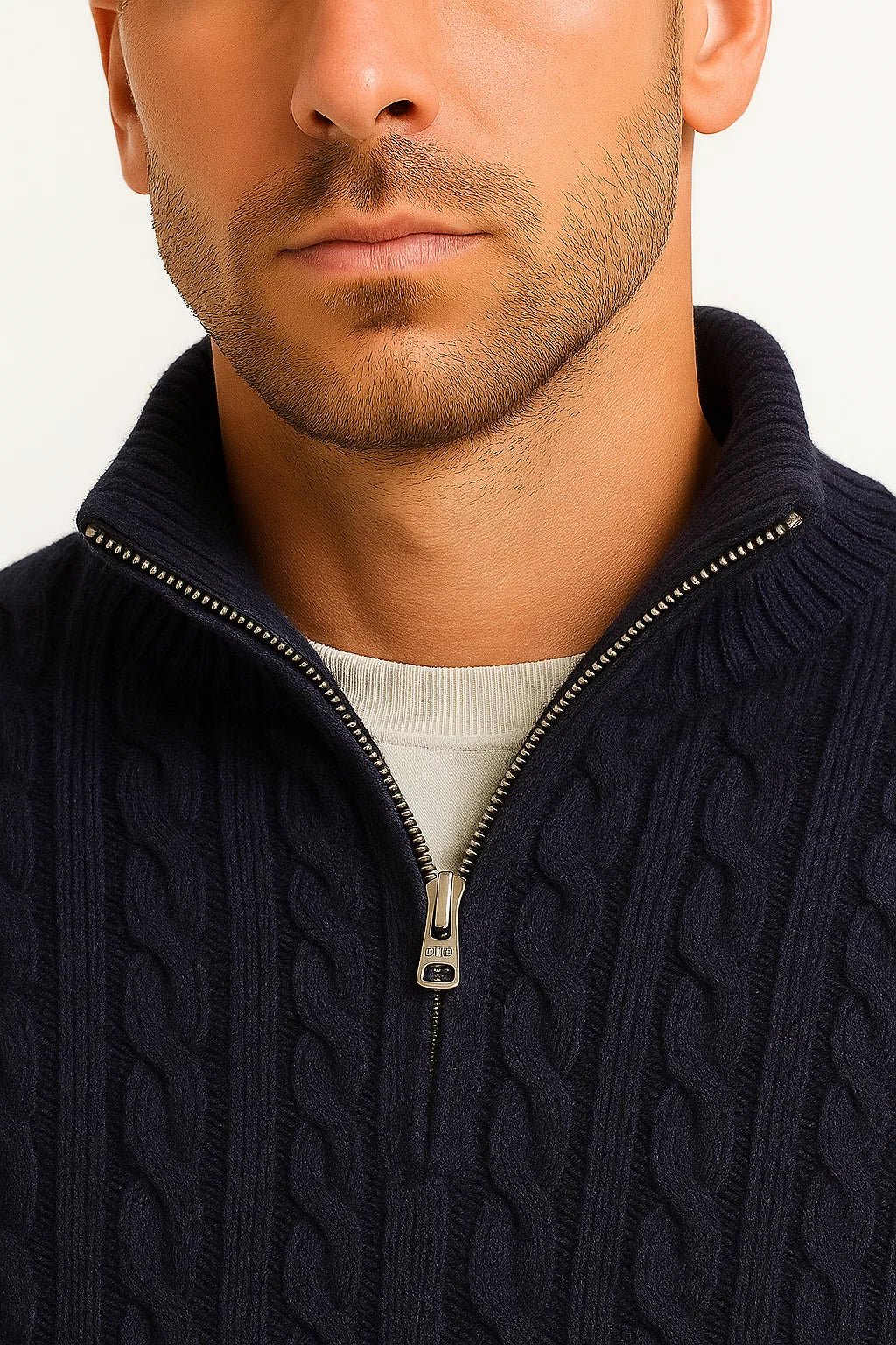 Stephen | Herren Frühlings-Kabelstrickpullover mit Reißverschluss