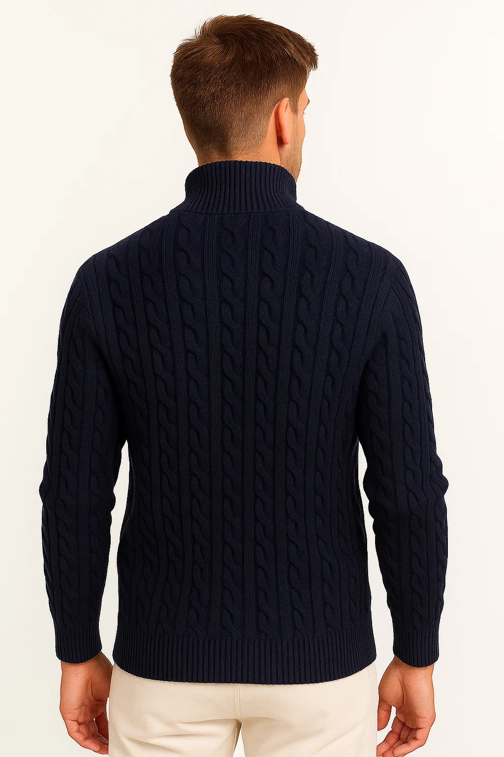 Stephen | Herren Frühlings-Kabelstrickpullover mit Reißverschluss