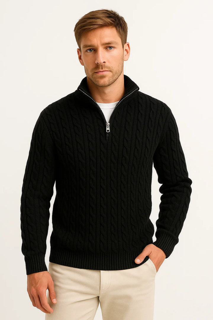 Stephen | Herren Frühlings-Kabelstrickpullover mit Reißverschluss