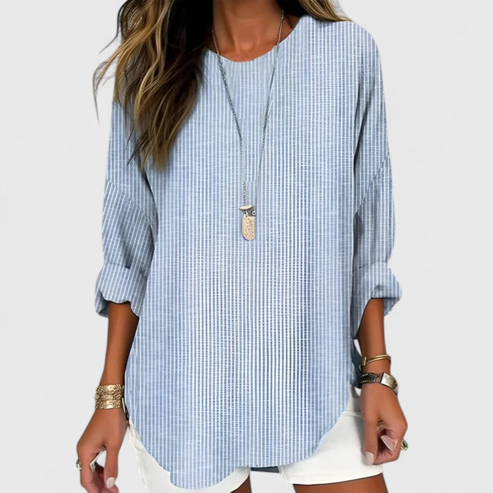 Violet | Dames Gestreepte Loszittende Blouse Met Shorts