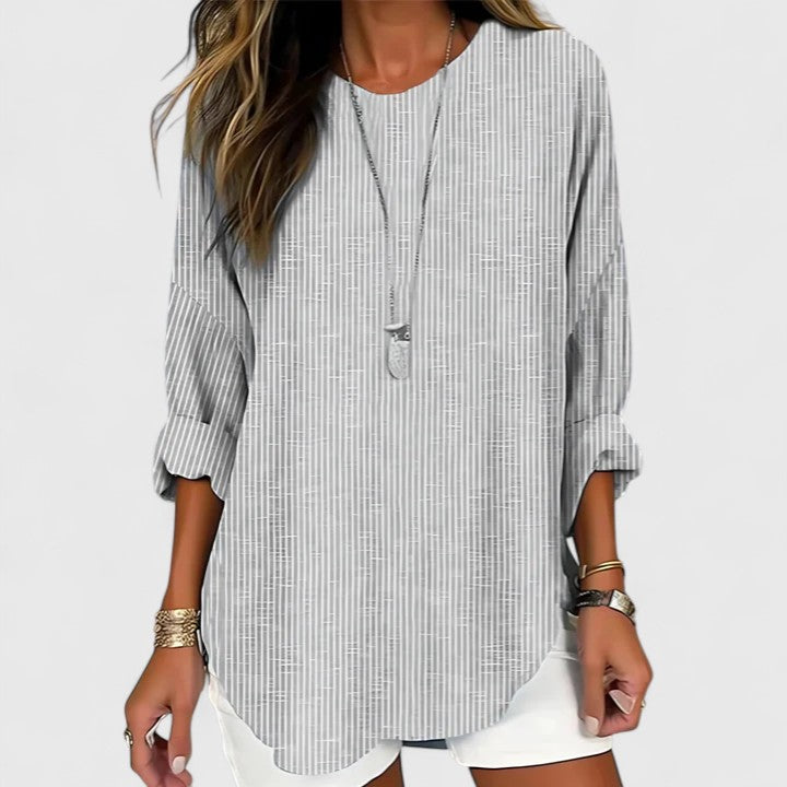 Violet | Dames Gestreepte Loszittende Blouse Met Shorts