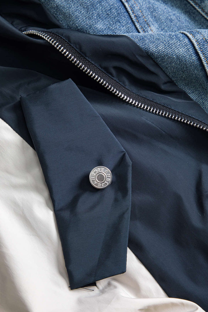 Jade | Patchwork-jack met denim- en nylon-elementen – Casual en uniek