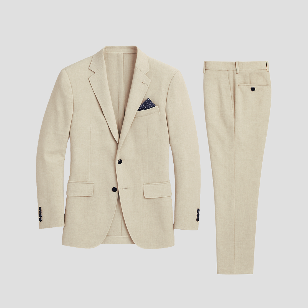 Jonah | Herren Slim Fit hellbeiges Casual Hochzeitsanzug
