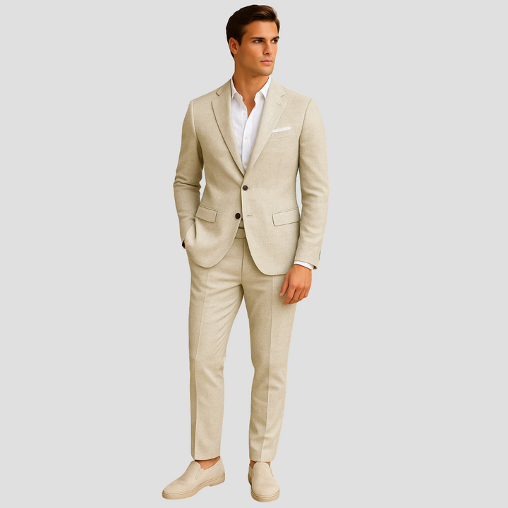 Jonah | Herren Slim Fit hellbeiges Casual Hochzeitsanzug