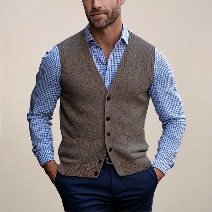 Gregory | Heren Lente Gebreid Gilet Met Knopen