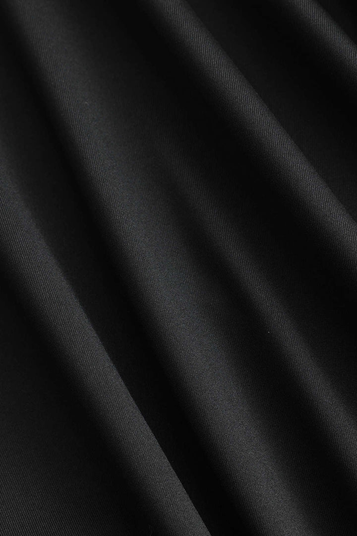 Valeria | Elegante Zwarte Lange Mouwen Mini-jurk – Figuuraccentuerende Pasvorm met Drapering & Rozen Detail
