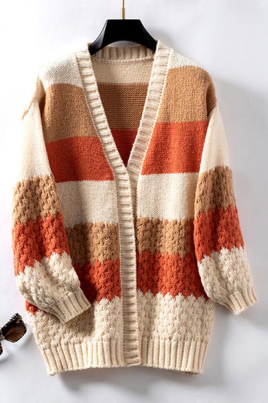 Gebreide™ Gestreepte Cardigan | Acryl | Kleurrijk en Gezellig