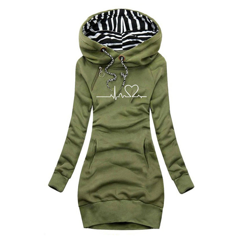 Carolien™ Winterwarmer Hoodie-Kleid mit Hundemotiv
