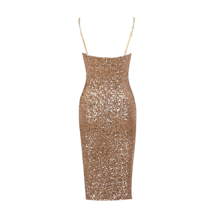 Adele| Glanzend Midi-Jurk met Rits