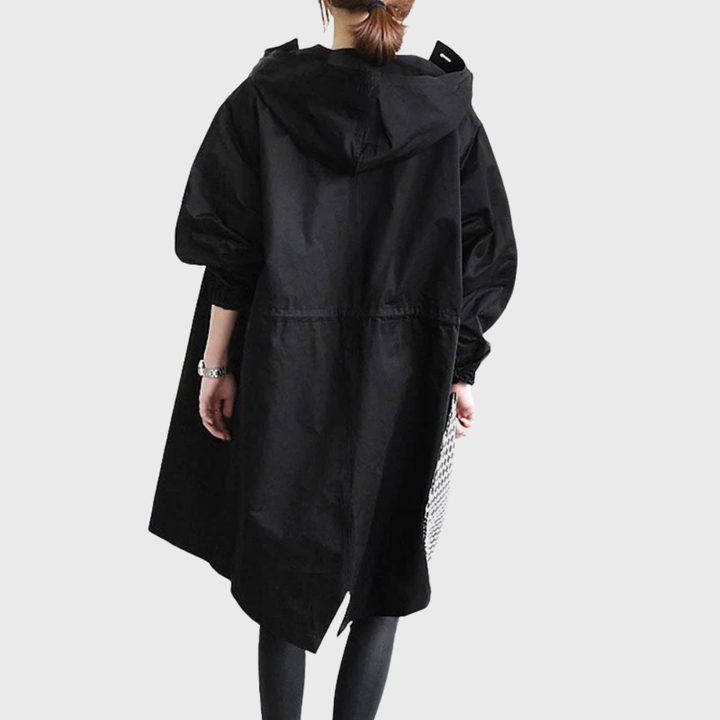 Mary | Damen Lässige Kapuzenjacke mit Knopfleiste und langem Schnitt