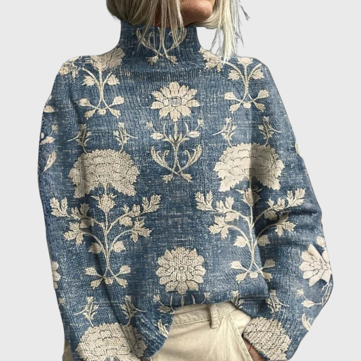 Avery | Damen Waldmuster Rollkragen Gemütlicher Pullover