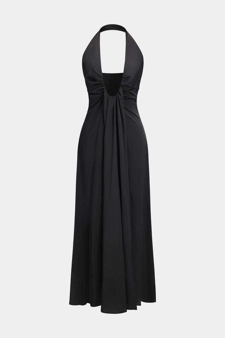 Amelia | Schwarzes elegantes Neckholderkleid – Zeitlose Abend-Eleganz