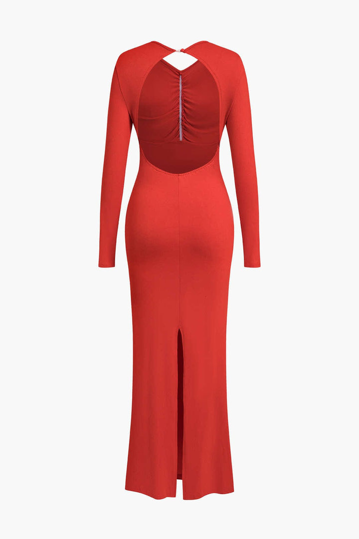 Clothilde | Elegante rugloze lange maxi-jurk met bloemdetaillering