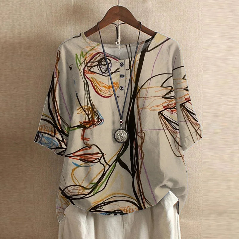 Ruby | Damen Blumenprint Rundhals Top