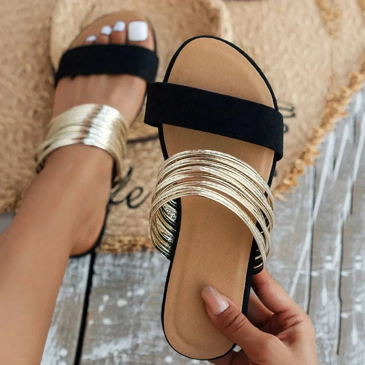 Genesis | Dames Teen Instap Dubbele Band Platte Sandalen