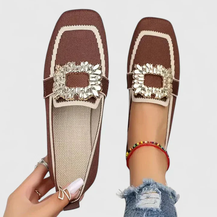 Madeline | Dames Kristallen Gesp Instap Loafers