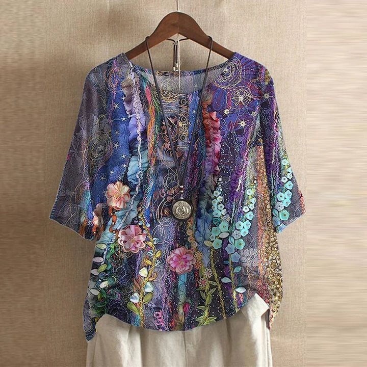 Ruby | Damen Blumenprint Rundhals Top
