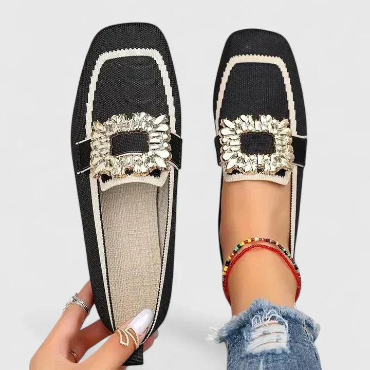 Madeline | Dames Kristallen Gesp Instap Loafers